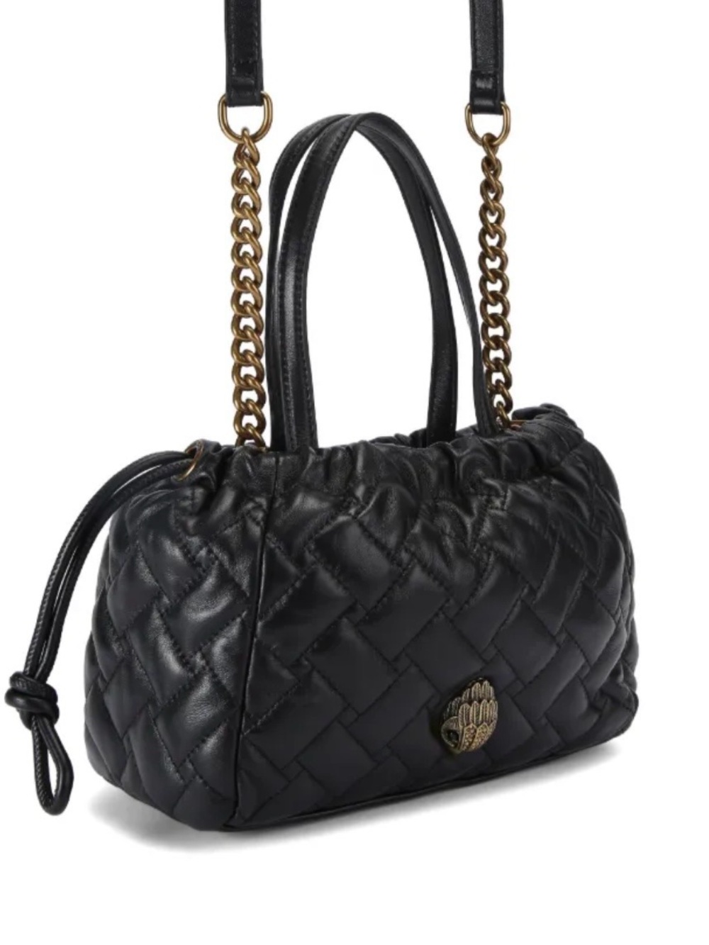 🖤 NWT KURT GEIGER SMALL KENSINGTON BLACK LEATHER DRAWSTRING BAG! - Picture 7 of 16